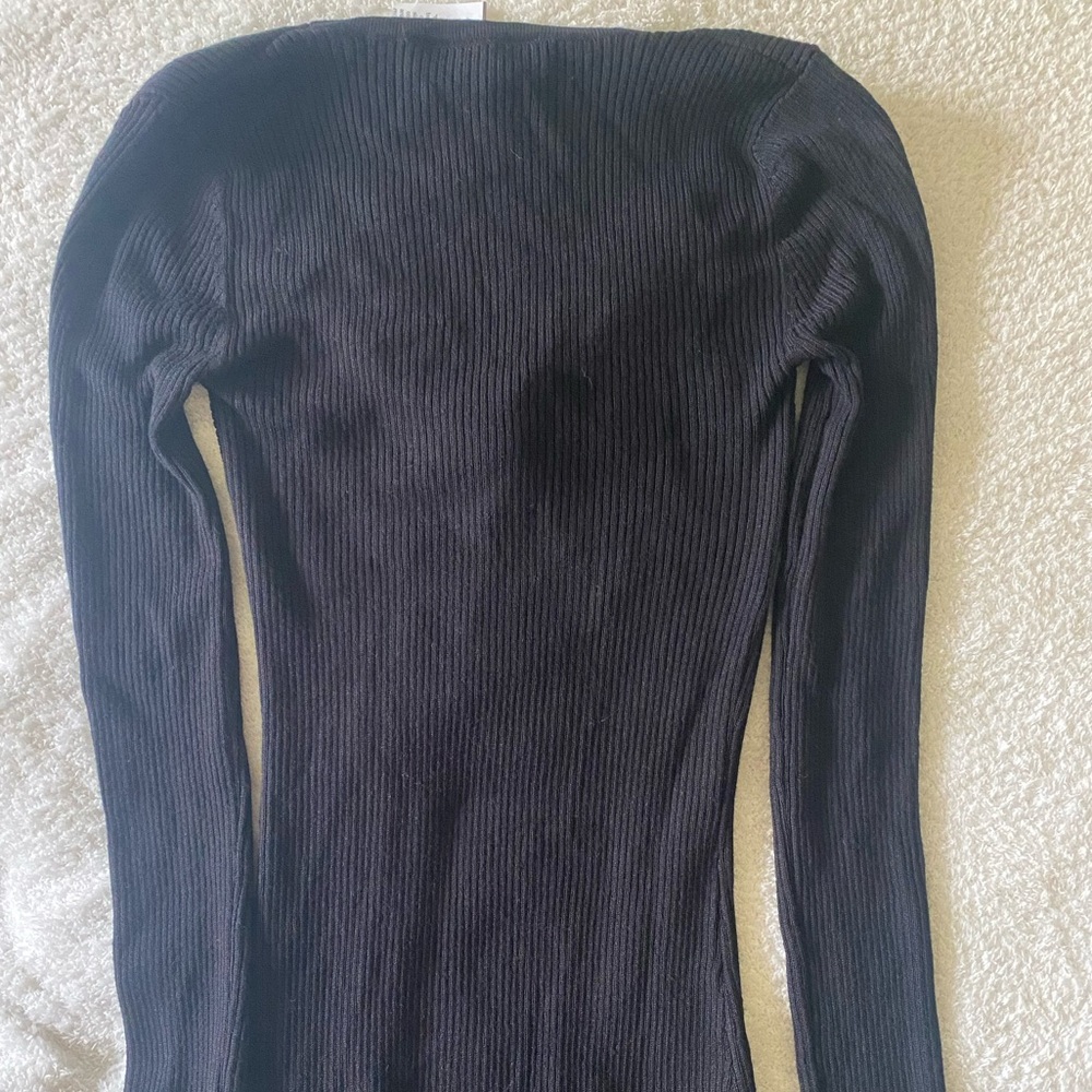 NWT Derek Heart V Neck Long Sleeve Black Small Women Bodycon Dress - Picture 4 of 11